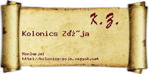 Kolonics Zója névjegykártya